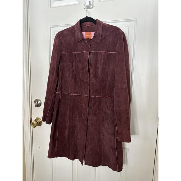 VTG Anonymous John Carlisle Coat Womens Medium Suede Button Up Jacket Y2K - Picture 5 of 8